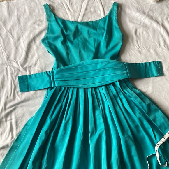 Vintage Dresses & Skirts - Vintage 1950’s Teena Paige Fit and Flare Dress Teal Pleated Blue Swing MIDI Mini
